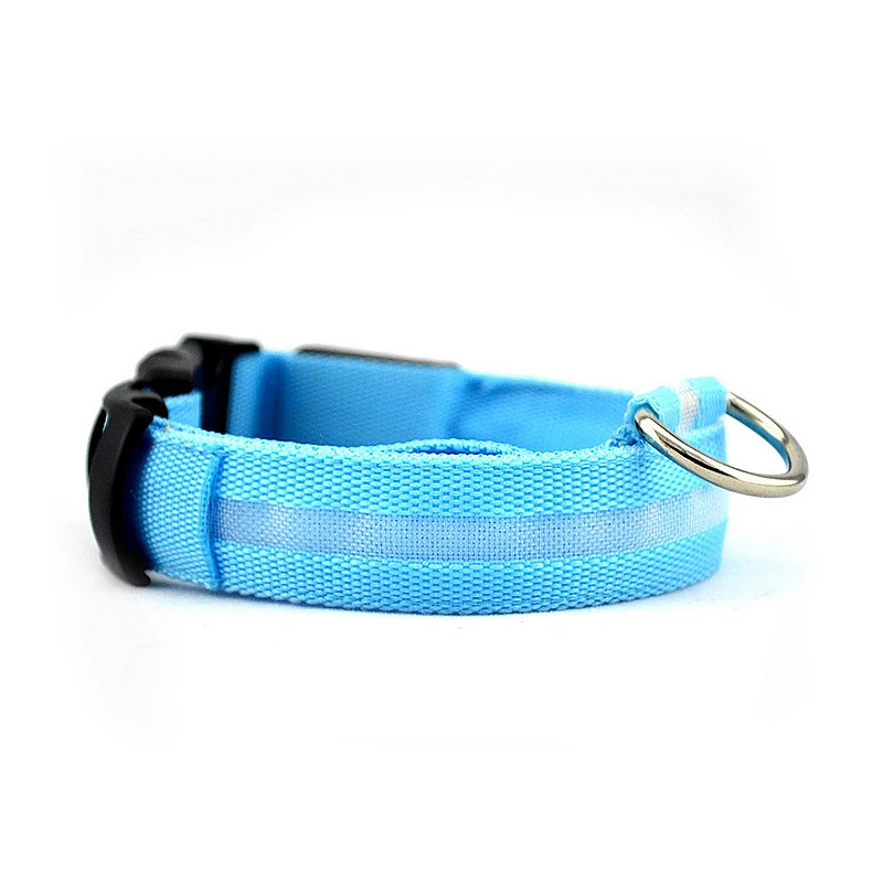 Светодиодный ошейник для собак, перезаряжаемый через USB, светящийся, мигающий, безопасный ошейник, регулируемый нейлоновый ошейник для питомцев, для щенков, кошек, товары для защиты от потери - Цвет: Blue