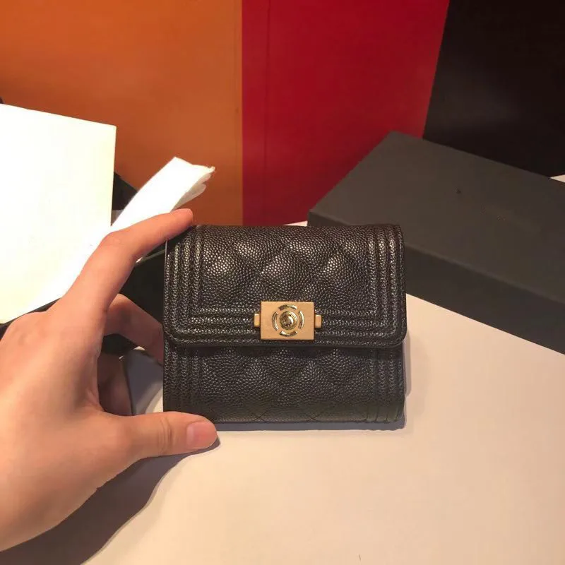 

New Style 2019 High-end Customized Brand Luxury C Home Lady's Change Wallet Linger Wallet Holder Card Caviar Cowhide