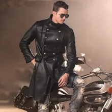 Шуба из натуральной овчины мужской двубортный длинный из натуральной кожи одежды Зимний натуральный мех пальто мужчины с отложным воротником