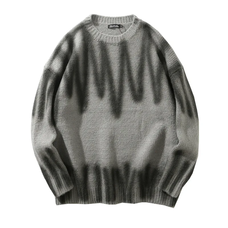 

Sweater Men Streetwear Pattern Hip Hop Autumn New PullOver O-neck Oversize Couple Casual Men's Sweaters drop shoulder style