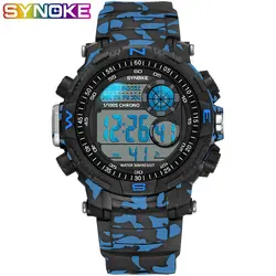SYNOKE студенческие часы спортивные модные электронные часы для мужчин Militray светодиодный дисплей ударопрочный Хронограф Сигнализация Relogio