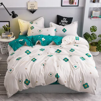 

Promotion! AB Side Floral Printing 4PCS BED SET/bedding sets Cute Cartoon duvet cover Bedding sheet bedspread pillowcases