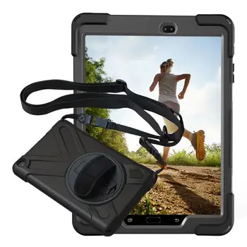 

For Samsung Galaxy Tab S3 9.7 SM-T820 T825 Pirate Tablet Case Cover Silicone+PC Kickstand Hard Case With Wrist + Shoulder Strap