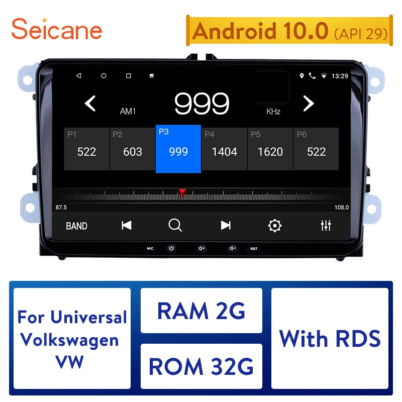 Seicane Android 10 0 2Din автомобильный Радио GPS мультимедийный плеер для