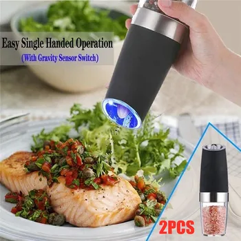 

With LED Light Automatic Electric Pepper Grinder Gravity Sensor Ceramic Grinder Salt Cumin Spice Mill Pepper Shaker