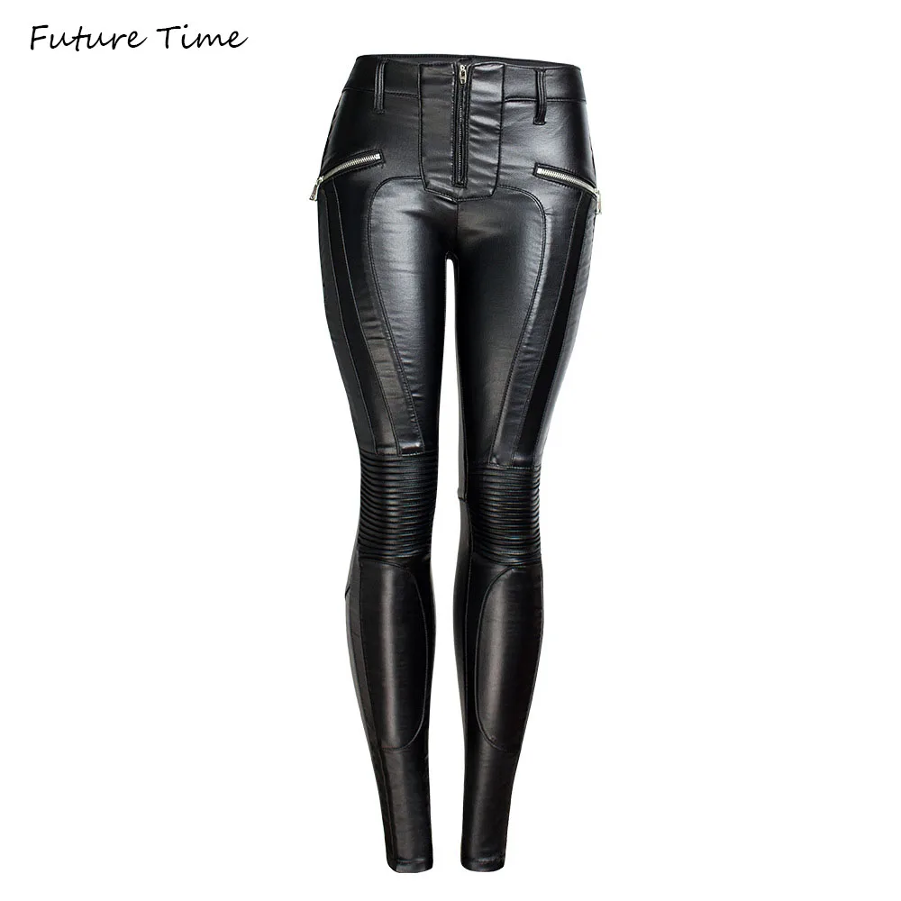 Джинсы женские пикантные из искусственной кожи черные джинсы-карандаш с высокой