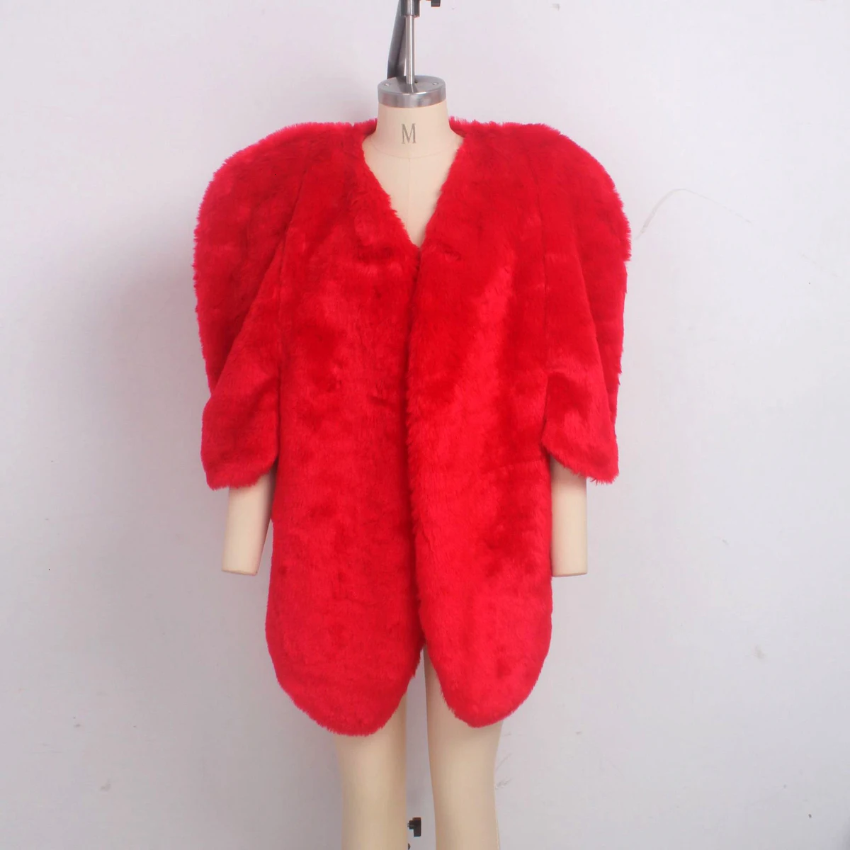 Осень зима теплый плащ пальто из искусственного меха три четверти рукав ассиметричный куртки женские топы красный фестиваль Роскошная верхняя одежда