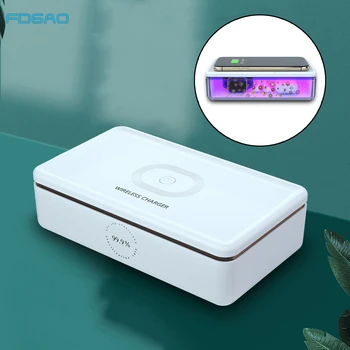 

UV Sterilizer Box Cosmetics Strong Ultraviolet Rechargeable Phones Cleaner Disinfection Cabinet Box 15W Fast Wireless Charger