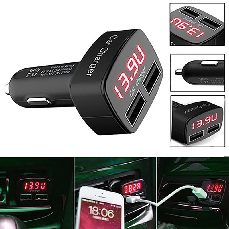 Автомобильное зарядное устройство 4 в 1 два usb-порта автомобильный зарядный