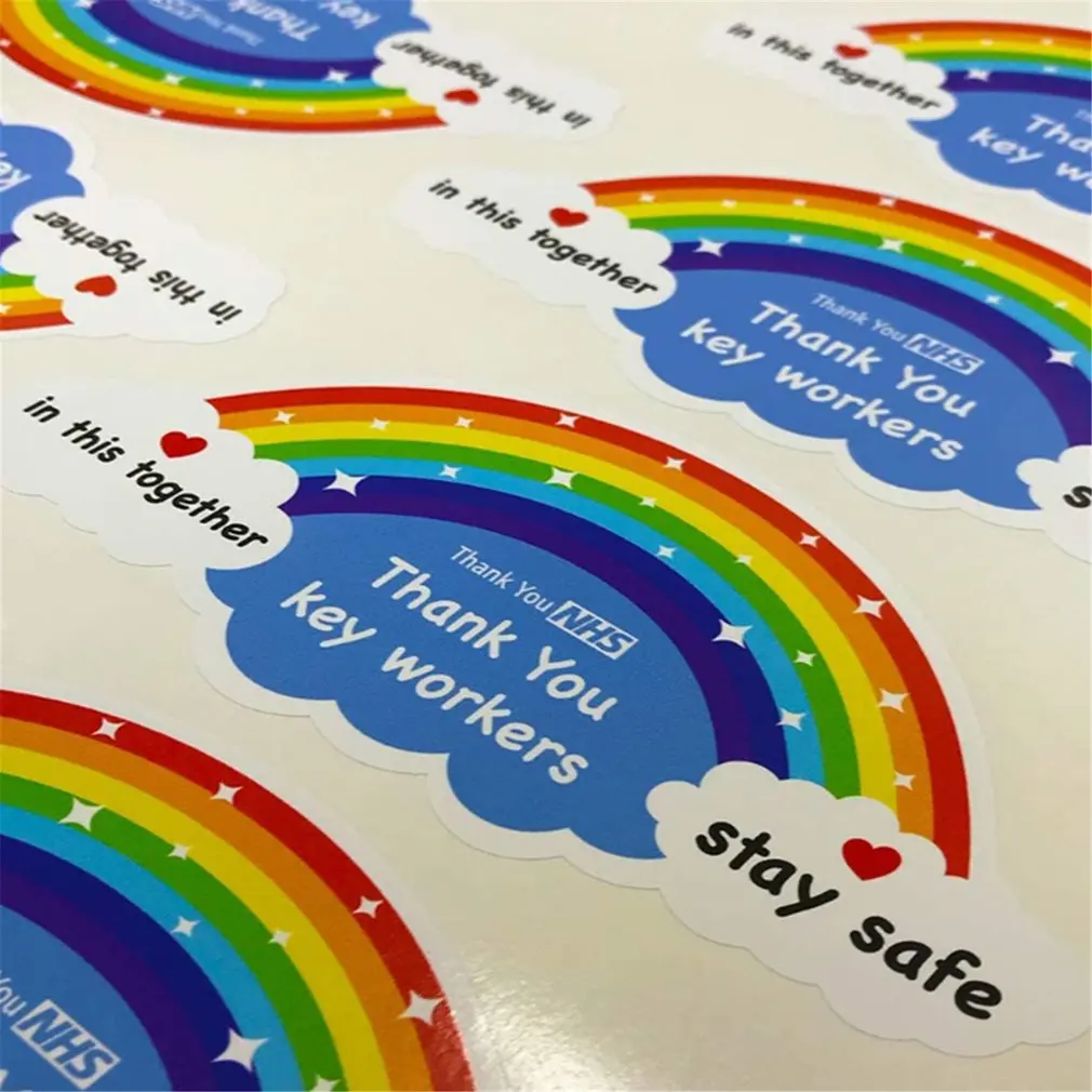 

Colorful Thank You Nhs Rainbow Sticker For Shop & Home Window Car Pvc Sticker Furniture Decoration Sticker