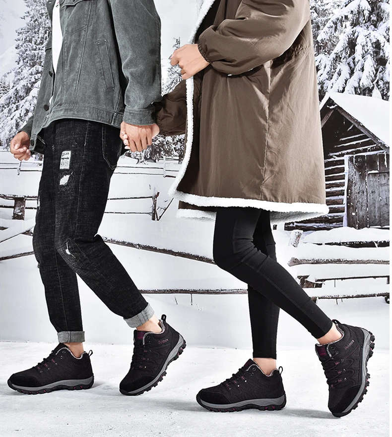 Зимняя мужская повседневная обувь; уличные зимние ботинки на меху; botas mujer; ботильоны; женские черные кожаные кроссовки; износостойкая нескользящая обувь