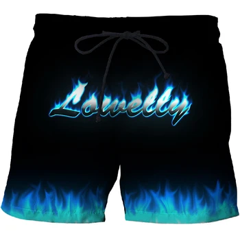 

2019 new Flame letter Printed Beach Shorts Men Shorts 3d Unisex Board Shorts Quick Dry Pant Summer Swimwear Cool DropShip