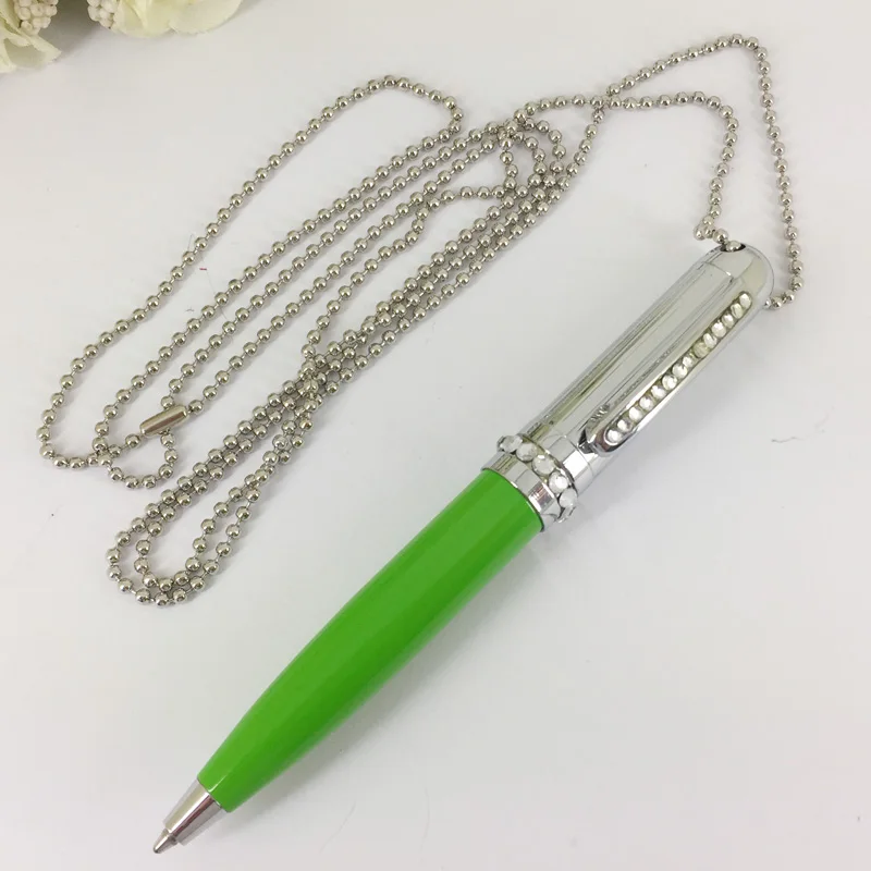 B Silver and Green ACMECN шариковая ручка с рисунком зебры и шнуром, новейшая Алмазная ручка, многоцветная рекламная Подарочная шариковая ручка для ювелирных изделий и ожерелья - Цвет: B Silver and Green