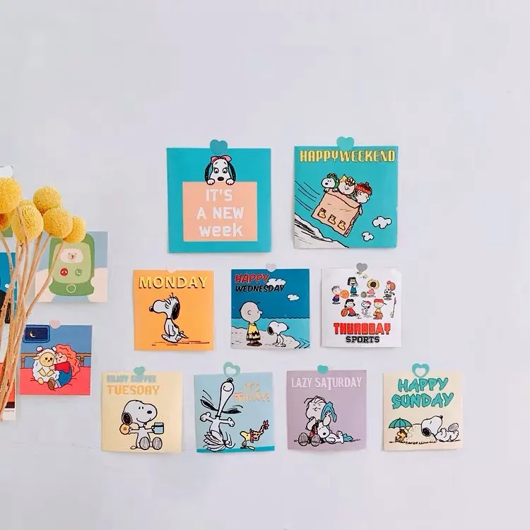10 шт Peanuts Rogue Dog наклейки с днями недели Kawaii мультфильм канцелярские наклейки s милая анимация Руководство украшение фото-наклейка для стены