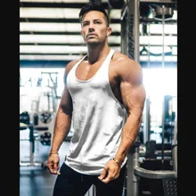 Европейский и американский Спортивный Повседневный жилет для занятий фитнесом, мужской однотонный жилет для занятий тяжелой атлетикой, для бега, в форме буквы I, чистый хлопок