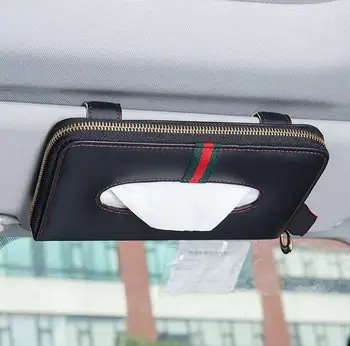 

Car Zipper Sun Visor Tissue Box PU leather box napkin holder car tissue holder car seat box Paper Holder Towel Fit For BMW