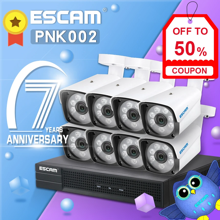 ESCAM 1080P 8CH POE NVR система безопасности камеры ИК светодиодный Full HD ip камера Поддержка