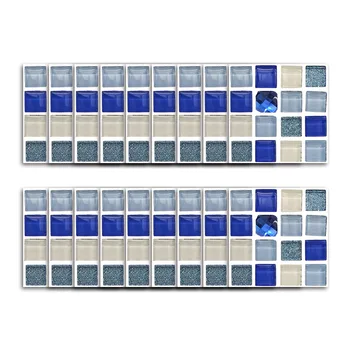

18pcs/lot Blue Crystal Glass Mosaic Bathroom Refurbished Stereo Wall Tile Paste