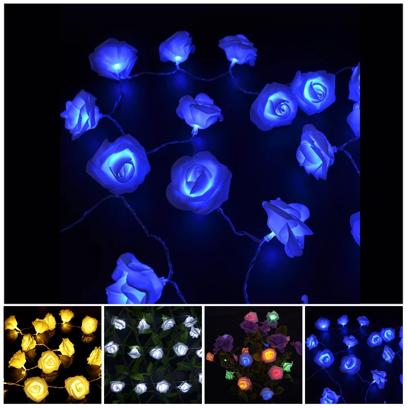 2,2 м 20LED светильник в виде Розы, гирлянда для праздника, свадьбы, вечеринки, Декор, AA батарея, для дома
