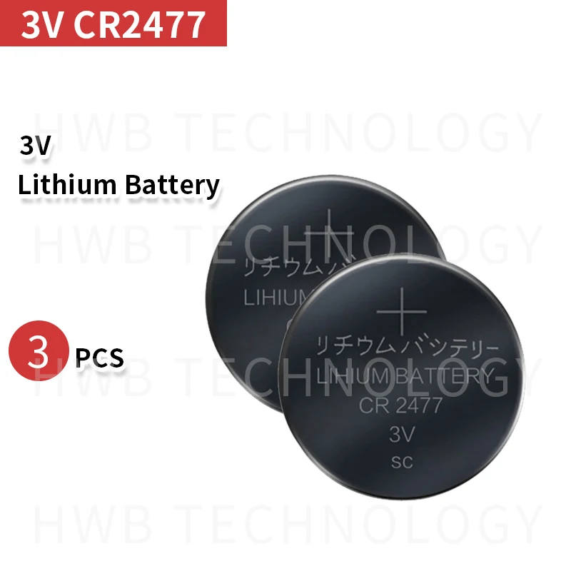 

High quality new 3pcs CR2477 3V 1000mAh Lithium Button Coin Battery for watches, calculator,flashlights etc