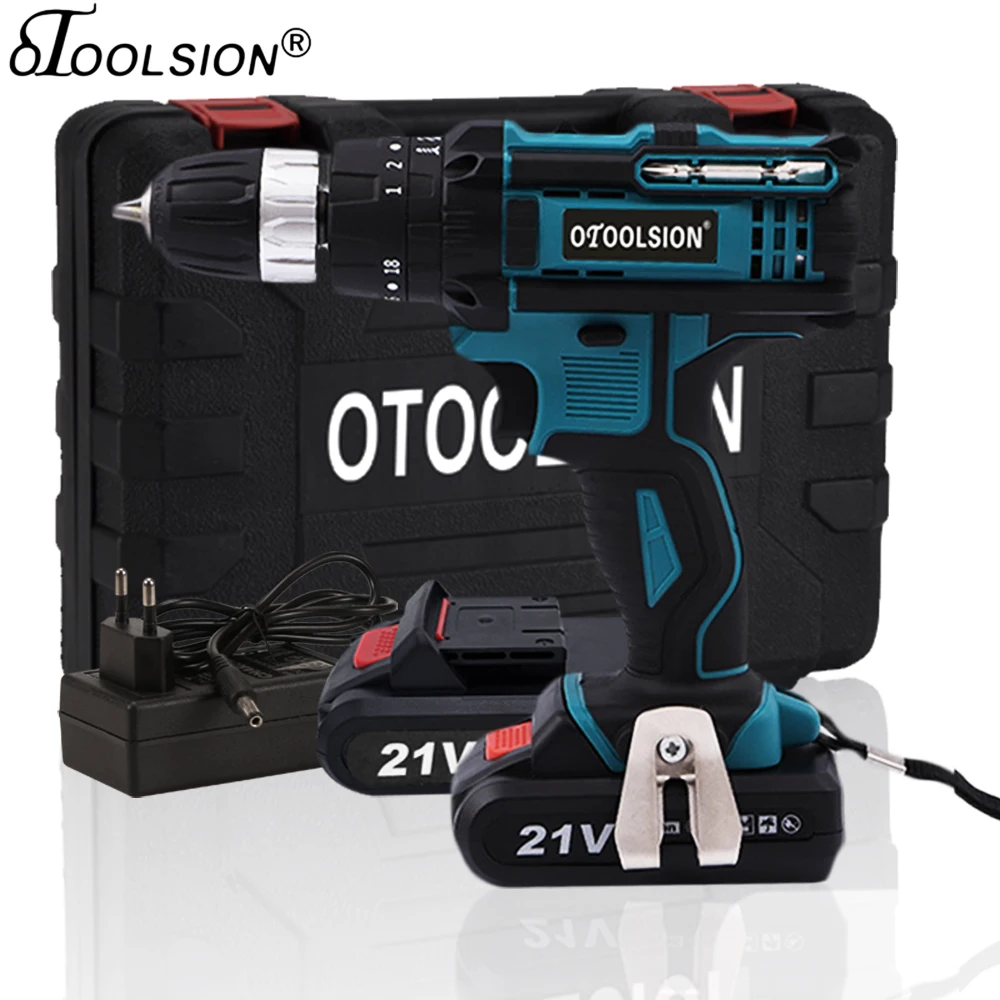 New 21V Impact Mini Drill Hammer Drill Electric Power Tool Cordless Impact Screwdriver Electric Hammer Drill For Renovation Team01