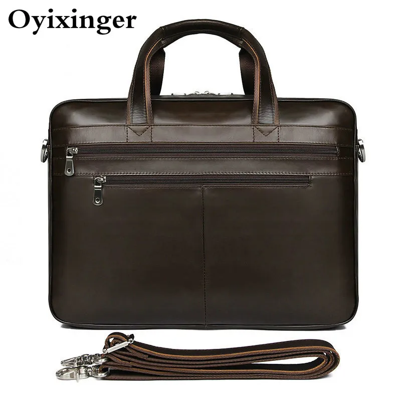 Large Capacity Men Business Genuine Leather Briefcase For 17.3" Laptop Bags Male Shoulder Bag Durable Travel Handbag Sac Homme