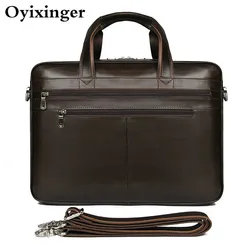 Large Capacity Men Business Genuine Leather Briefcase For 17.3