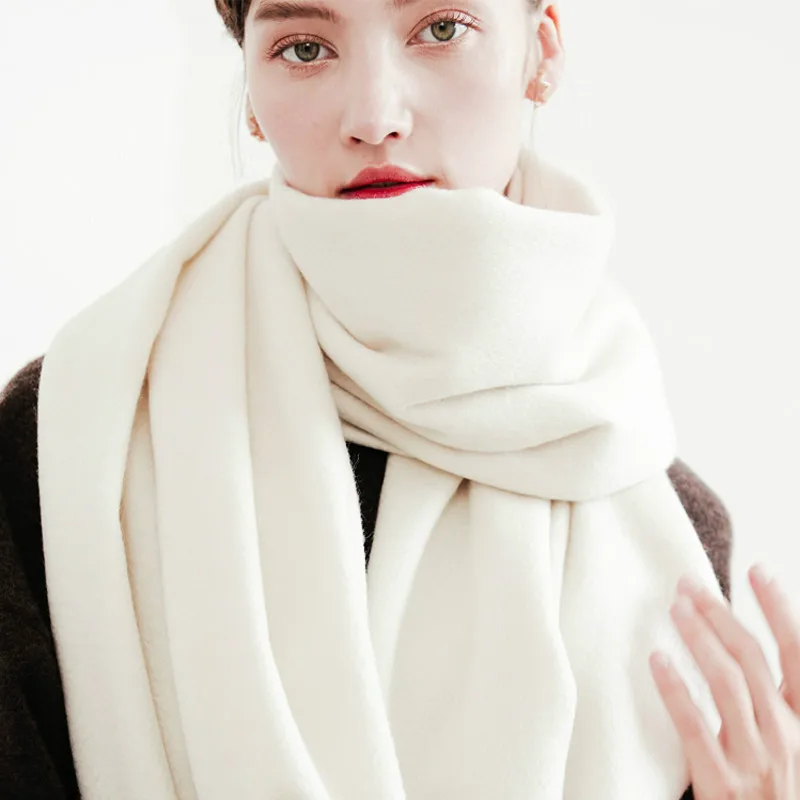 Women Scarf Winter Wool Shawl  White Shawl Thickened Big size long Scarf 100% Wool scarf for Lades 2021 New Hot Sell Fashion 4