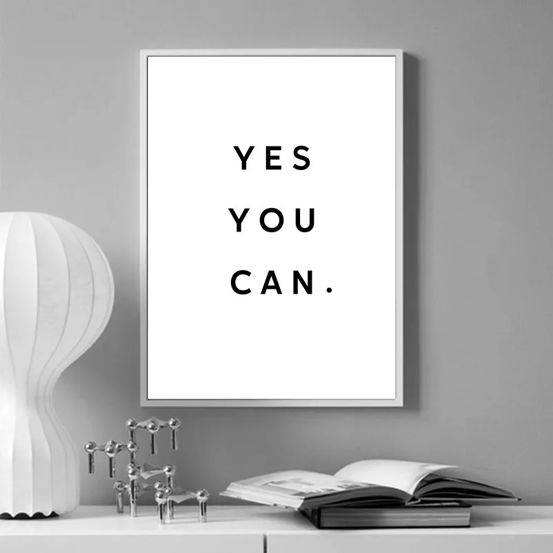 minimalist black white motivational quotes yes you can never give up wall art canvas posters and prints modern home decor tb22 mentality giants