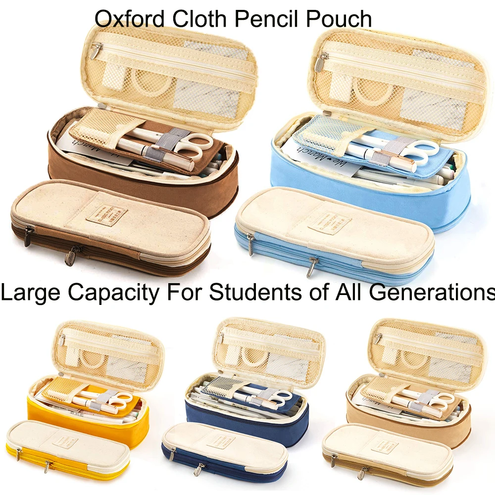 

Large Capacity Pencil Bag Makeup Pouch Durable Primary Senior School Students Stationery With Double Zipper 21.5x10x7cm