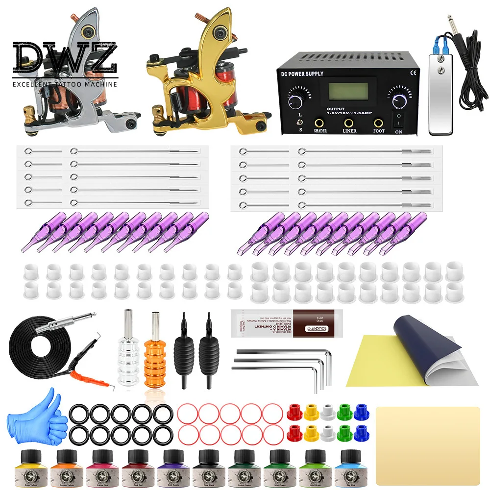 

Tattoo machine set Wormhole coil tattoo machine Professional tattoo equipment secant fog double machine tattoo set tattoo kit