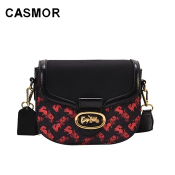 

CASMOR Women Bag Christmas Present Animal Prints Bag Fashion Flap Saddle Bag Ladies Crossbody Bags Wild Shoulder Bags