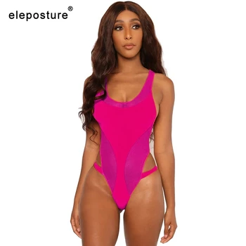 

2019 New Sexy Mesh One Piece Swimsuit Women Hollow Out Swimwear Push Up Monokini High Cut Bathing Suits Beach Wear Swimming Suit