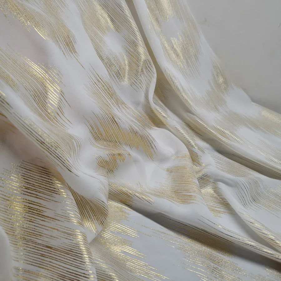 

Stage Dancing Bronzing Chiffon Fabric Shiny Golden Stripe Weave Fabric Bronzed Costume Material DIY Cosplay Dress