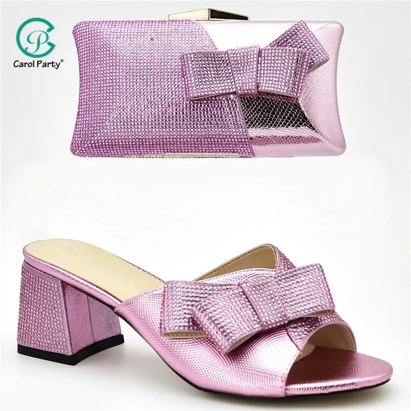 

Special Italian Design Shoes With Matching Bags Set African Women's Party Shoes and Bag Sets Pink Color Women Sandals And Bag