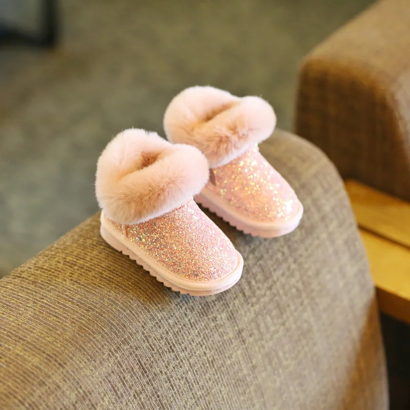 Najtaniej Buty dziecięce buty zimowe dla maluchów buty dziewczęce naprawdę futrzane buty dla chłopca lekkie Bling noworodki buty Outdoor 0 7 lat B11081
