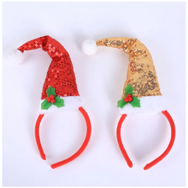 Christmas Hat Headbands Costume Outfit Accessory Decorative Sequin Hair Hoops Headdress Party Favors