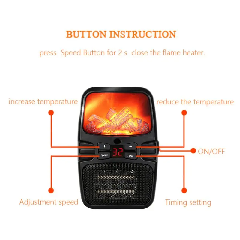 Flame Heater mini heater household wall-mounted desktop heater small heater