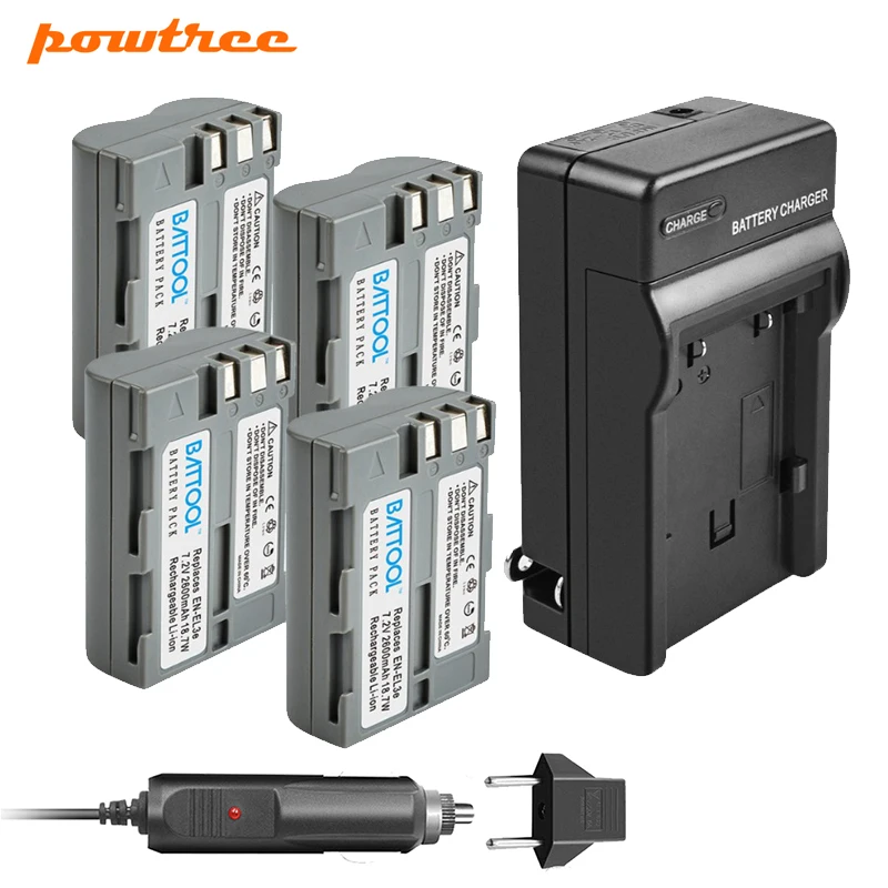 

BATTOOL 2000mAh EN-EL3e EN EL3e EL3a ENEL3e Camera Battery + Charger for Nikon D300S D300 D100 D200 D700 D70S D80 D90 D50