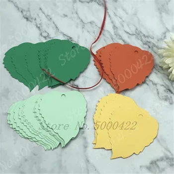 

50pcs Leaves Shape Decorative Card Wishing Card Hang Gift Tags Crafts DIY Party Baby Shower Event Banquet Favor Supplies