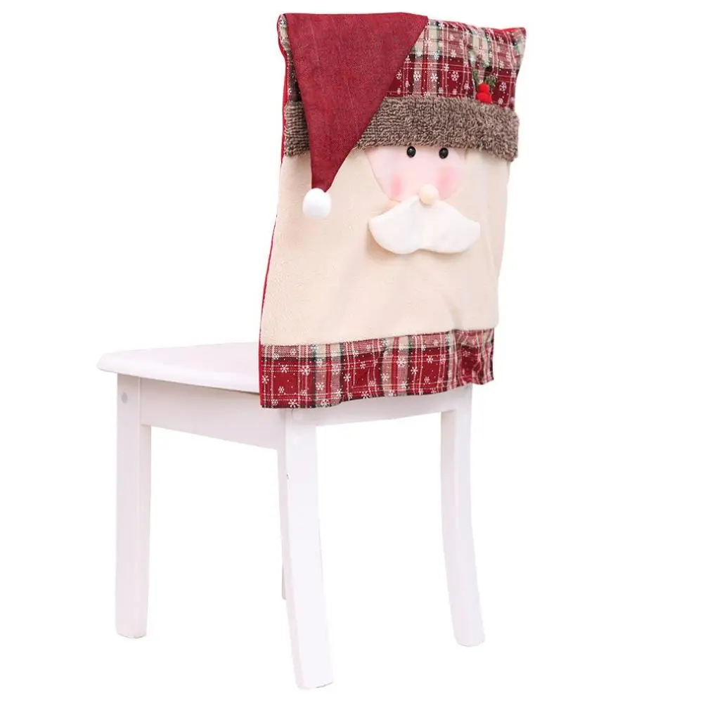 Рождественское украшение домашний декор шляпа задняя крышка стула Декор ресторан отель квадратный стул снеговик украшение мебели - Цвет: Красное вино