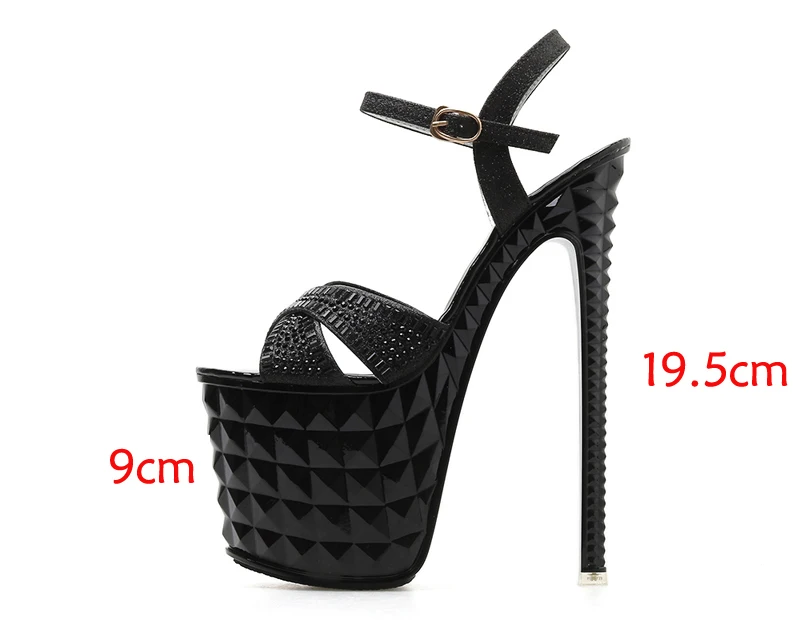 Сандалии-гладиаторы на каблуке 19 см; женская обувь для стриптиза; черные свадебные вечерние туфли; модные босоножки золотистого цвета на платформе и высоком каблуке-шпильке