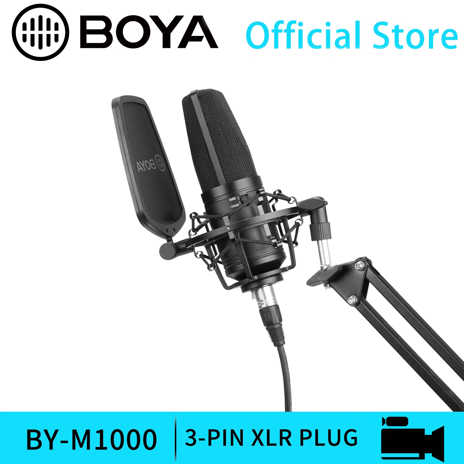 BOYA BY M1000 Large Diaphragm Microphone Low cut Filter Cardioid