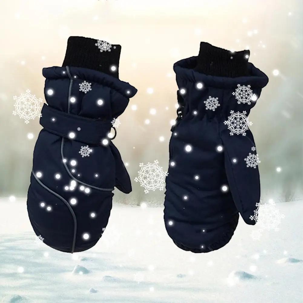 1 пара Детские лыжи катание на лыжах Утепленные перчатки теплые лыжные перчатки водонепроницаемые ветрозащитные уличные перчатки для детей