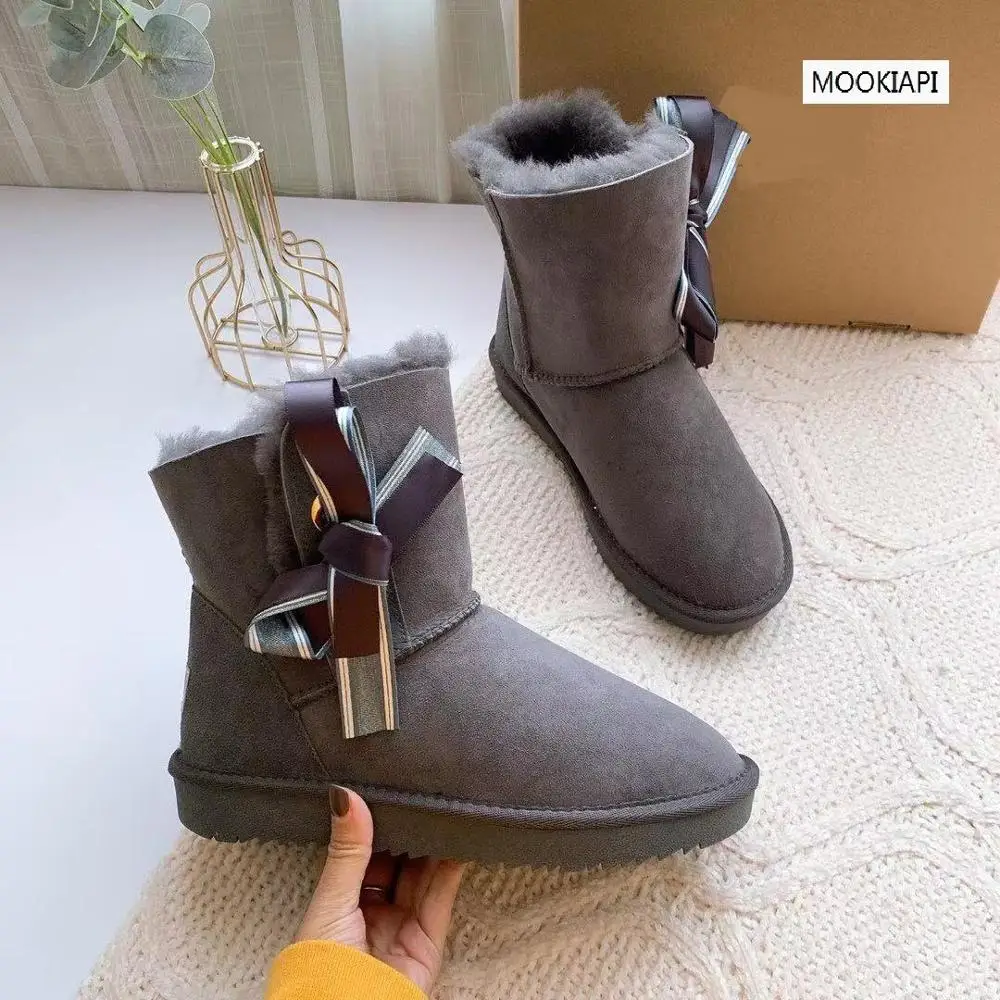 Australian brand high quality snow boots, real sheepskin, natural wool, latest lace up women's shoes, free delivery - Цвет: same picture