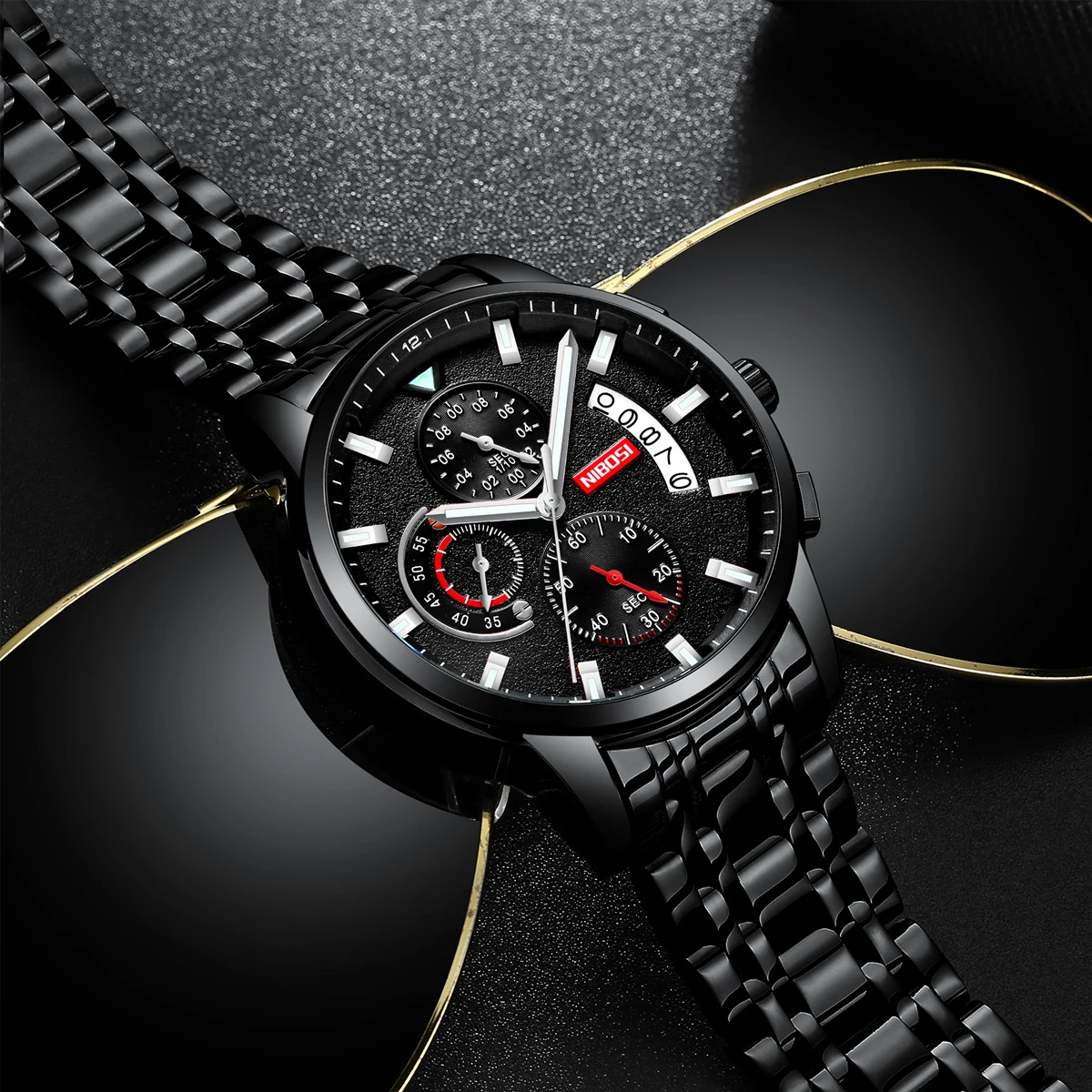 Reloj de cuarzo de lujo NIBOSI, de marca Premium, deportivo, de acero inoxible, para hombre, reloj militar a prueba de agua