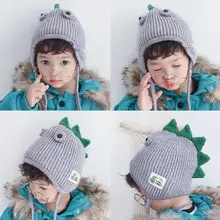 Goocheer/детская шапка с рисунком динозавра; детские зимние шапки с ушками для девочек и мальчиков; Детские теплые шапки с флисовой подкладкой; милые шапки Skullies для малышей