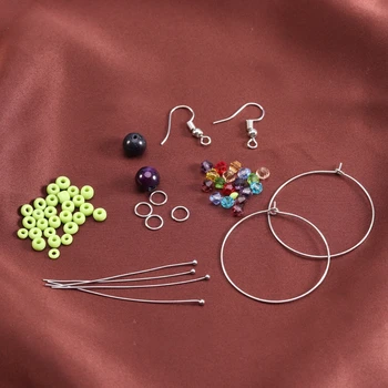 

SAUVOO Women Fashion Hoop Earrings Making Material Sets DIY Jewelry Making Earrings Hooks Jump Ring Earrings Accessories Kits