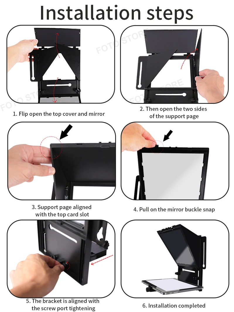 Q3 Mini Foldable Tablet Teleprompter Reader For 12" Tablet Phones Ipad Prompting Inscriber Prompter For Phones Camera Video