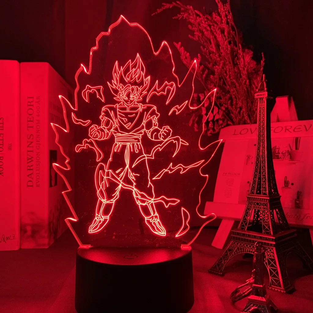 Dragon Ball лампы Гоку рисунок ребенка Украшения в спальню ночной Светильник классный подарок на день рождения для детей с рисунком из аниме гаджет светодиодный ночной Светильник 3d иллюзия